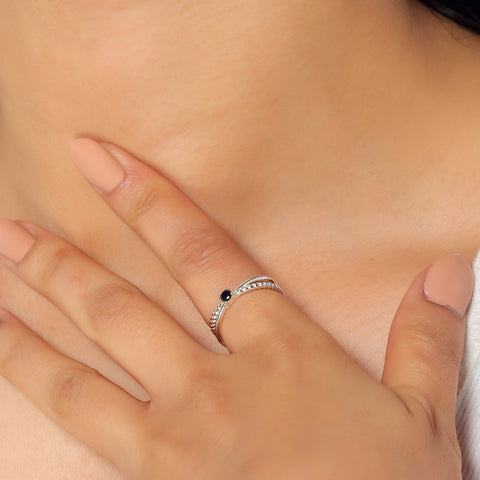 Mia Sterling Silver Black Spinel Ring