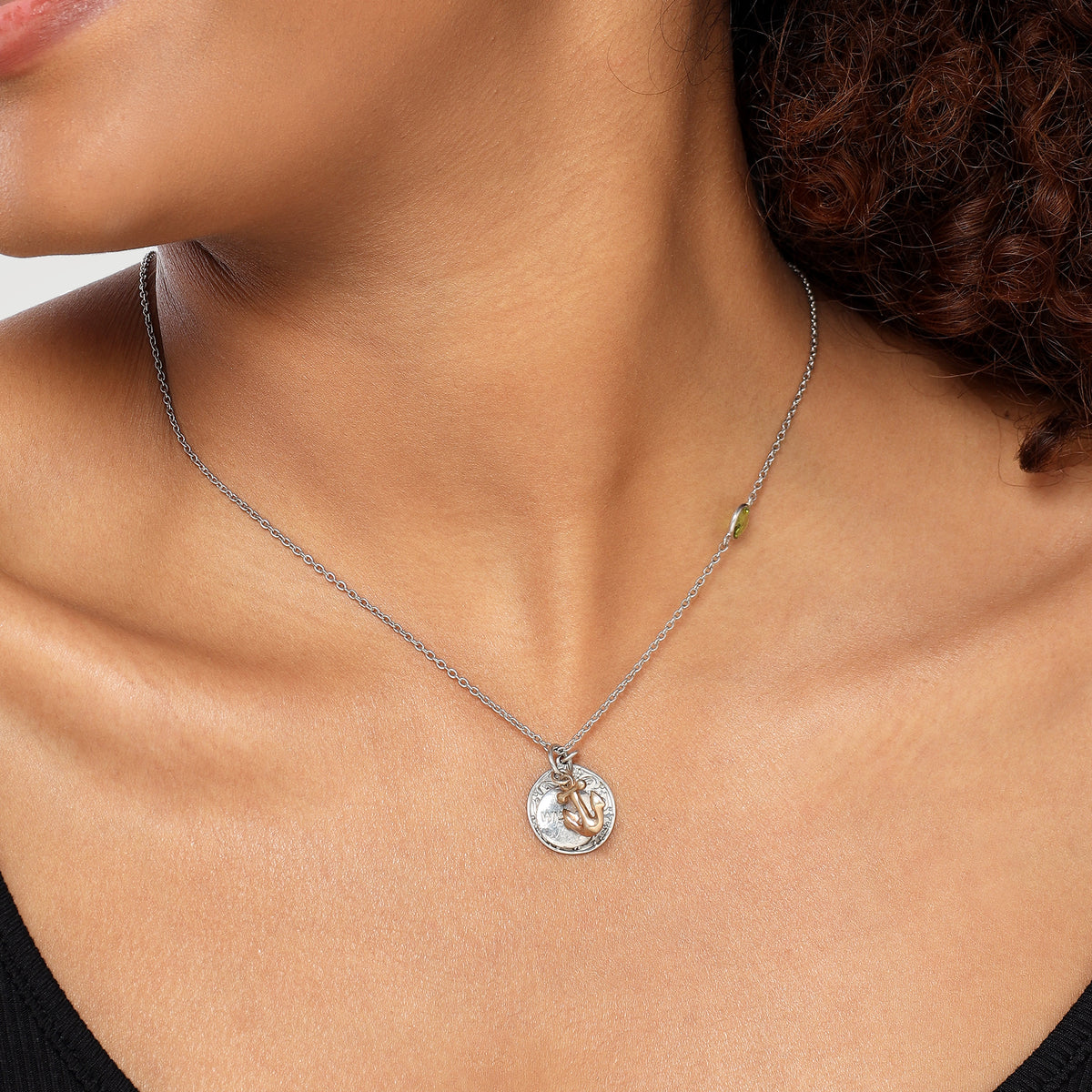 Grace Two Tone Zodiac Leo Peridot Necklace
