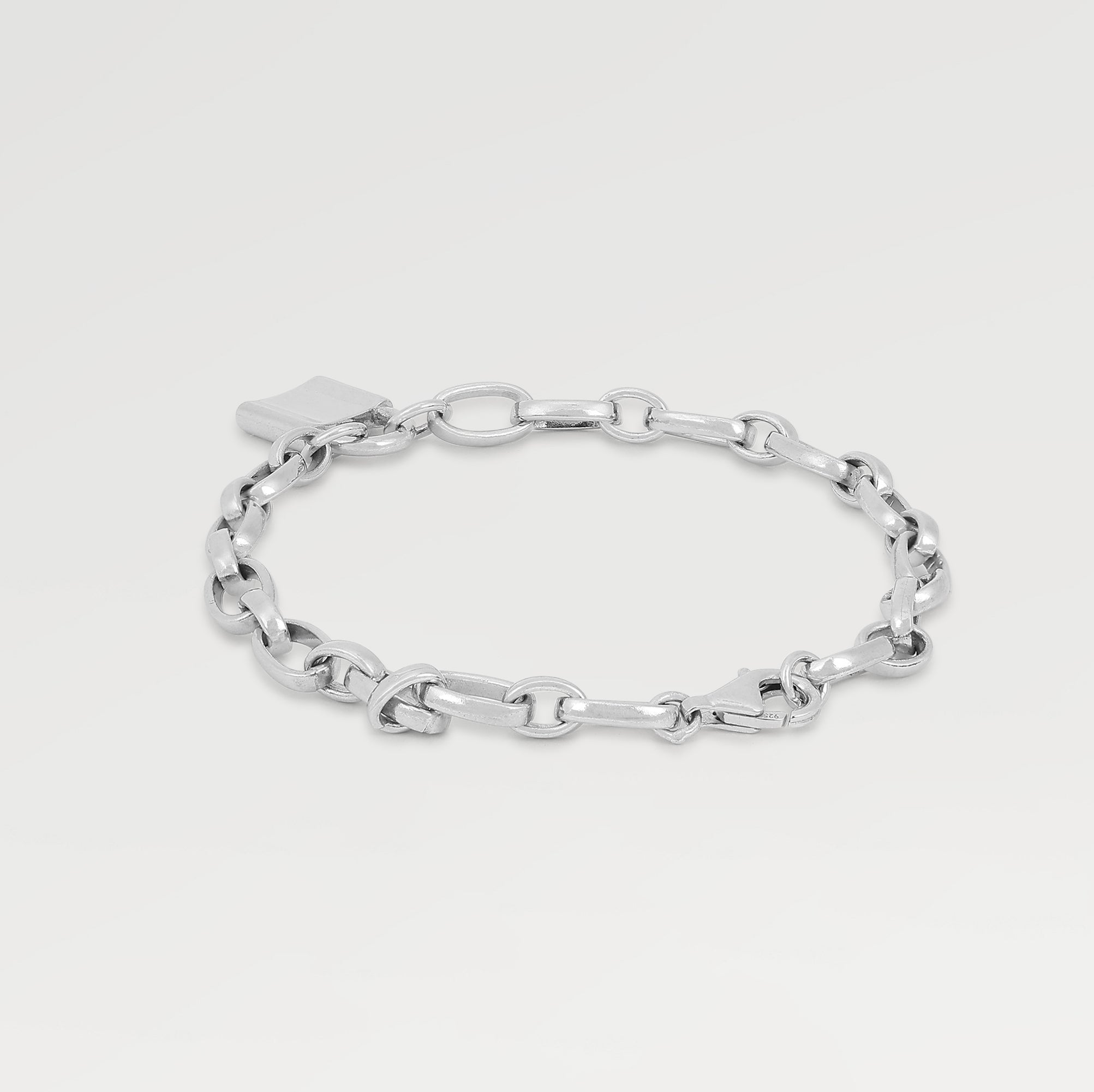 Rhodium Plated Plain Lock Linking Bracelet