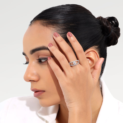 Kit Silver Diamond Adjustable Ring