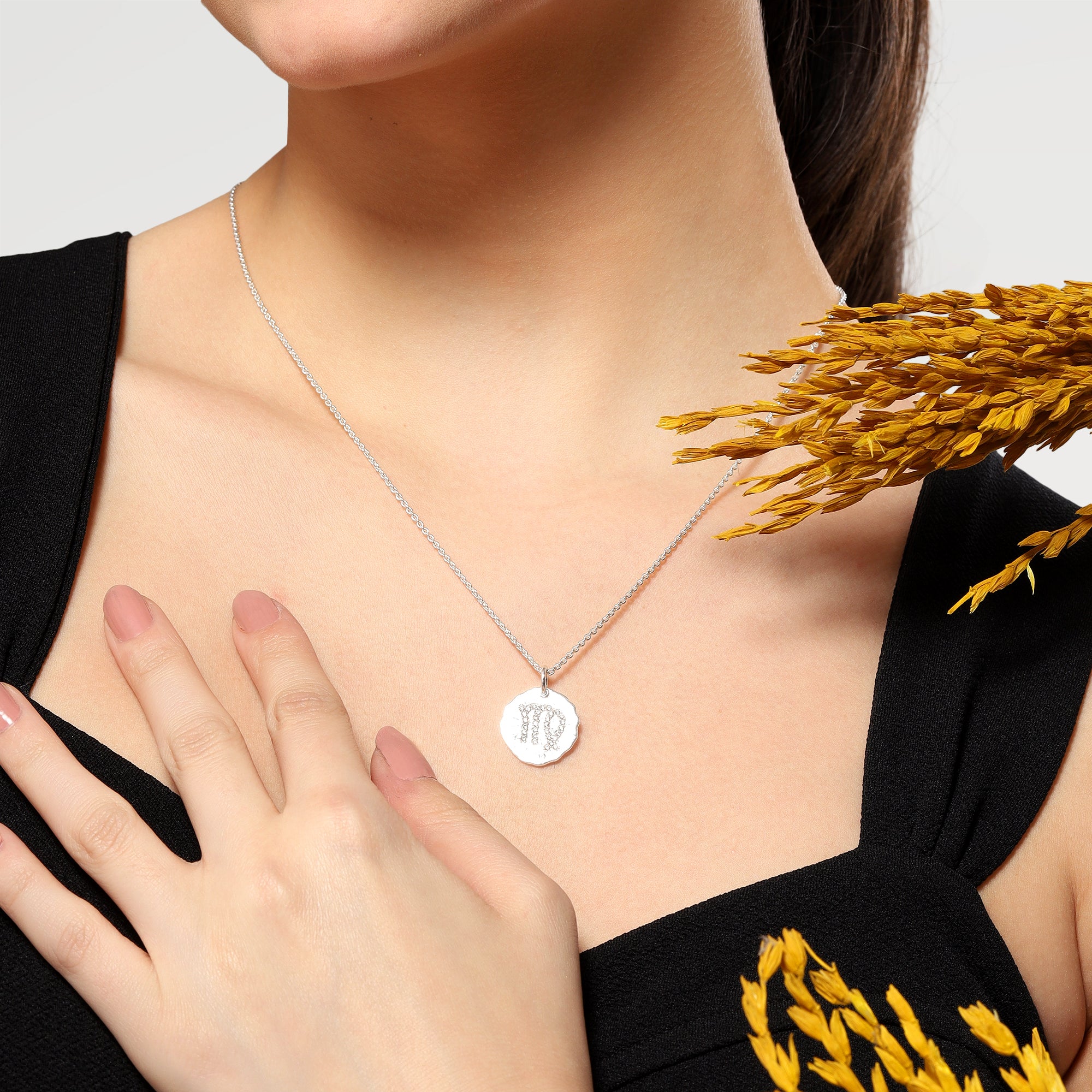 Silver Plated Plain Birth Disk Slider Necklace
