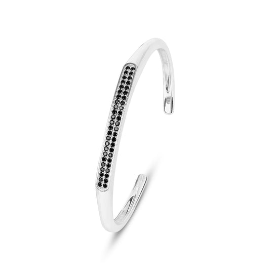 Zayn Silver Black Spinel Bangle