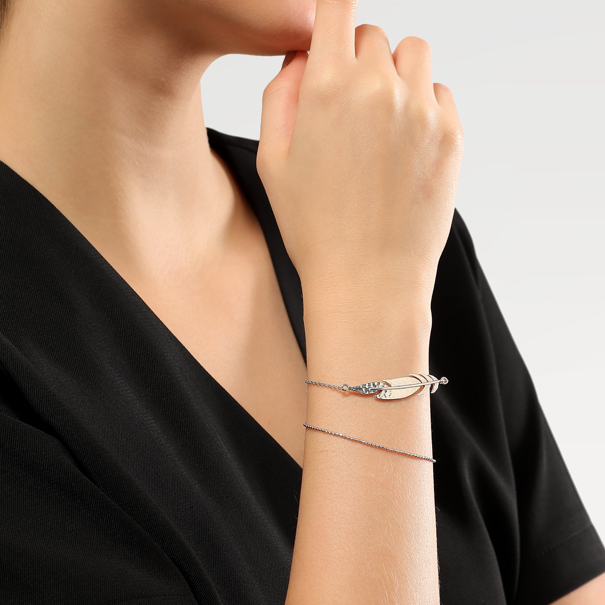 High Polish Plain Leaf 2 Row Friendship Bracelets