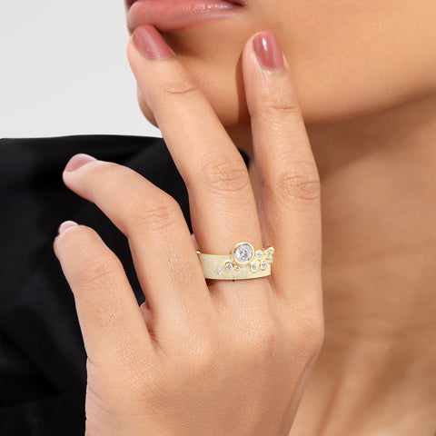 Ora Silver Diamond Adjustable Ring