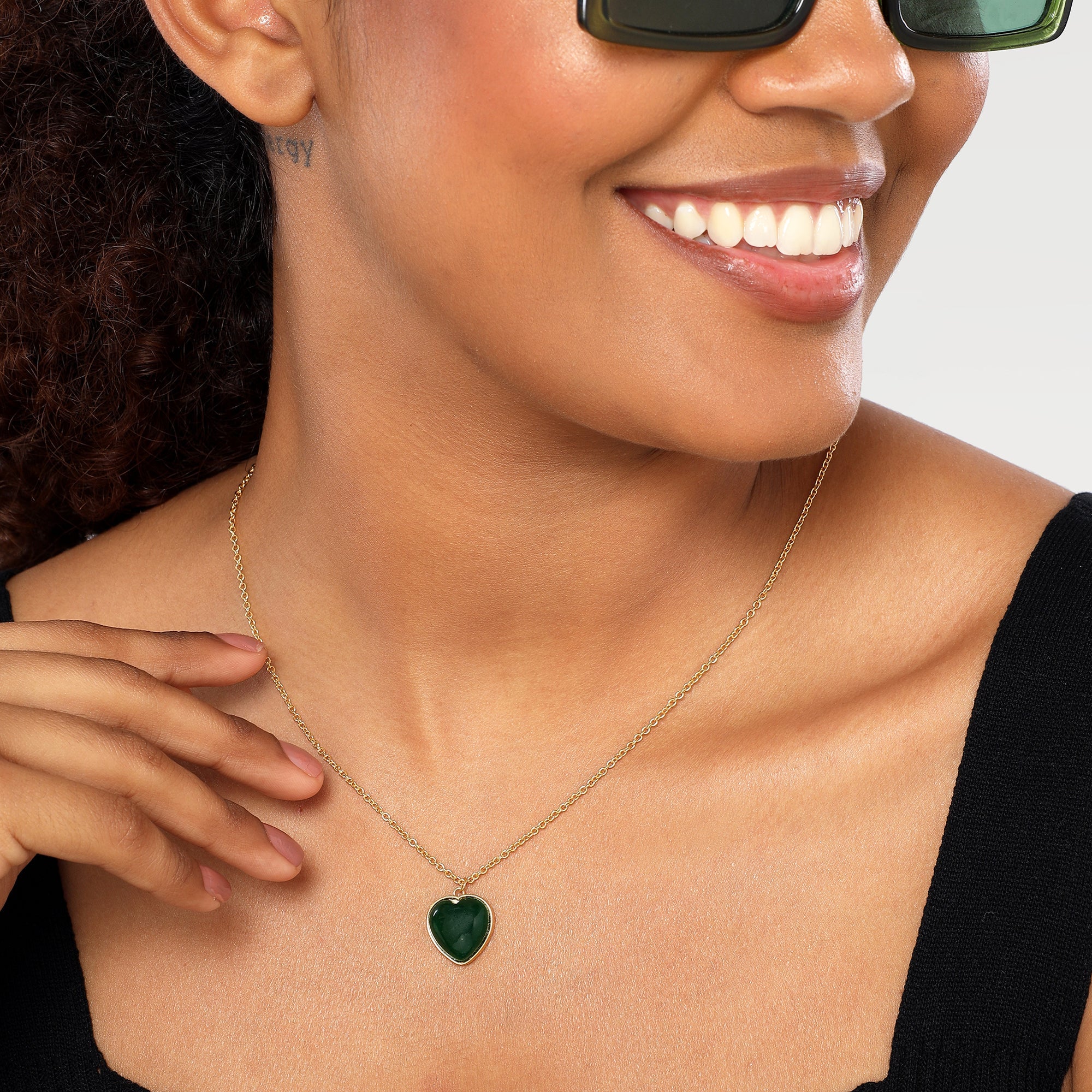 June Green Quartz Heart Necklace