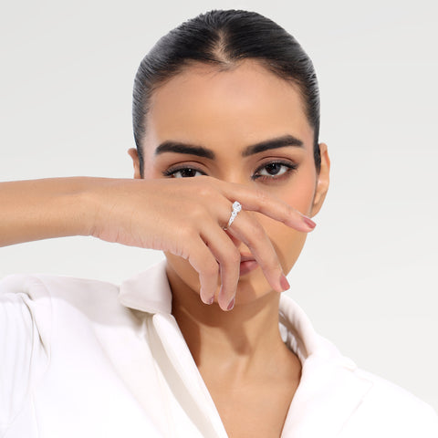 Pia Silver Diamond Adjustable Ring