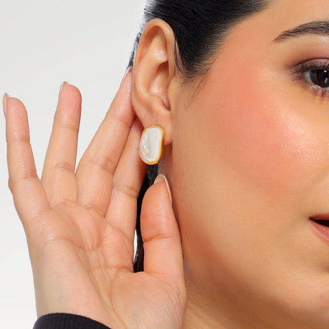 Roe Sterling Silver Cab Shell Earrings