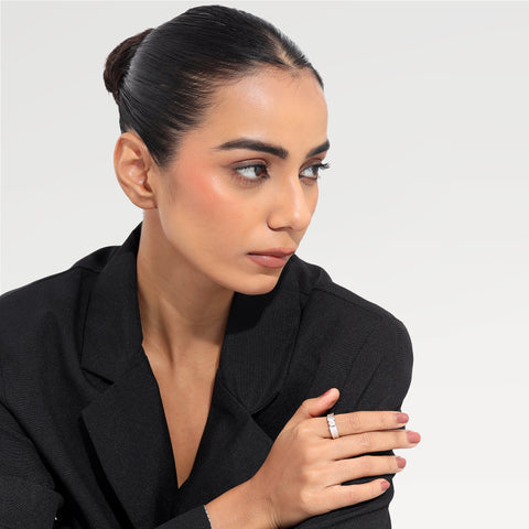 Pia Sterling Silver Round Lab Grown Diamond Ring