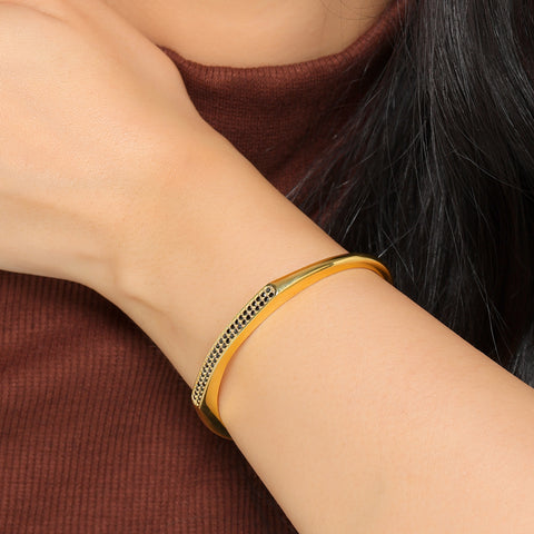 Ruby Silver Black Spinel Bangle