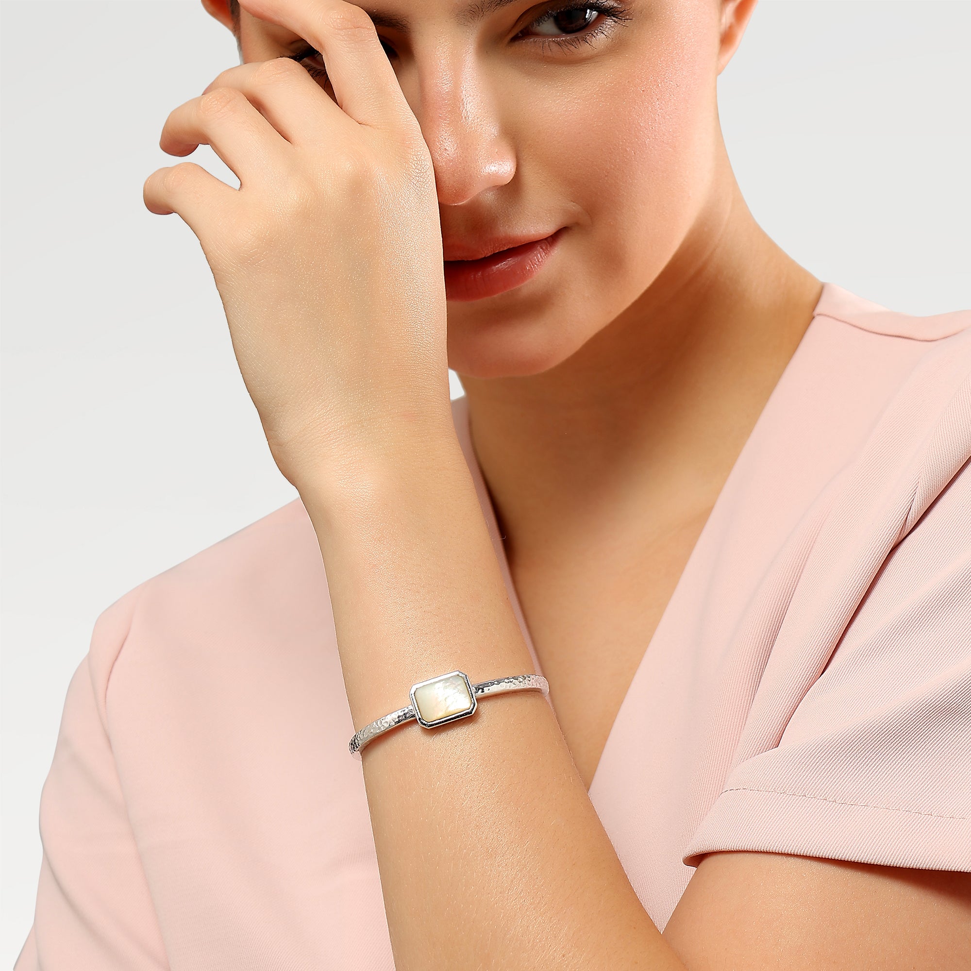 Kate Octagon Shell Hammered Cuff