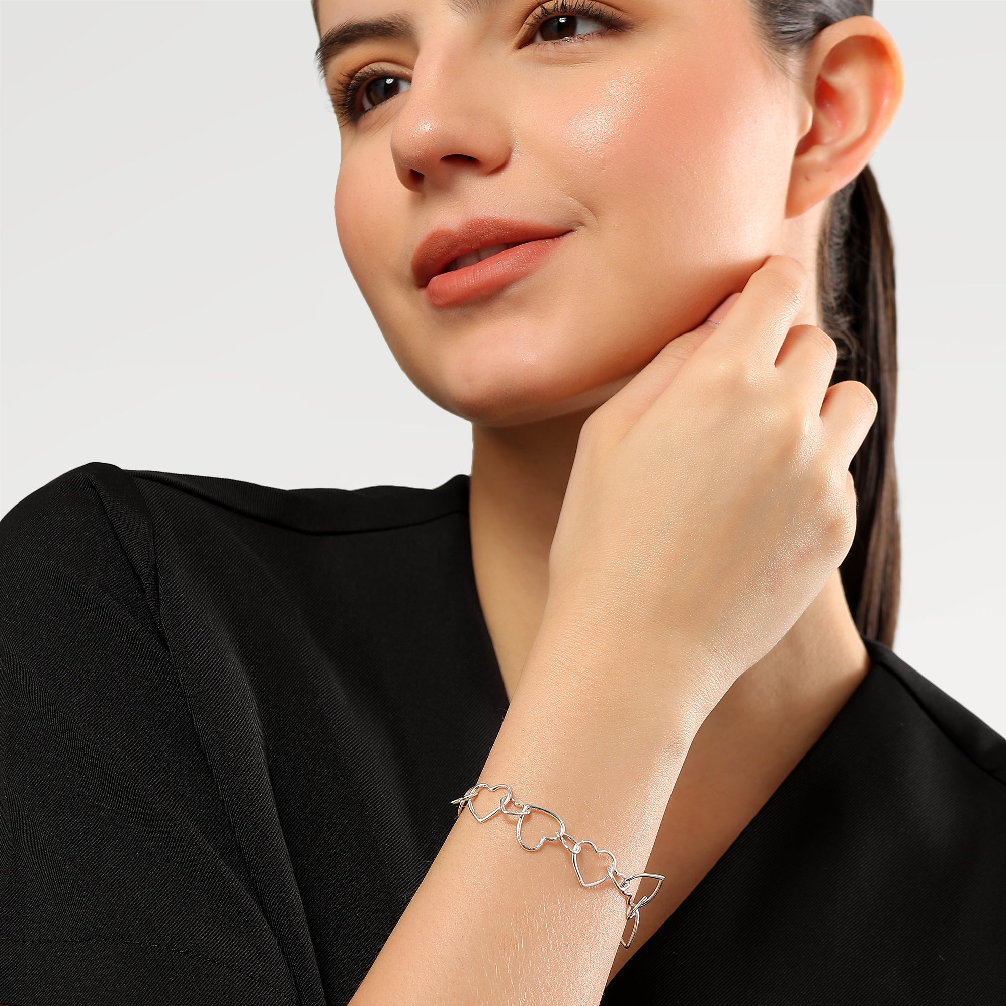 Ava Sterling Silver Heart Link Bracelet