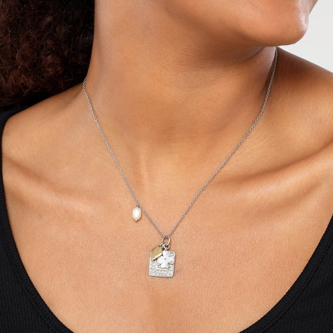 Kaia Two Tone Gemini Zodiac Pearl Necklace