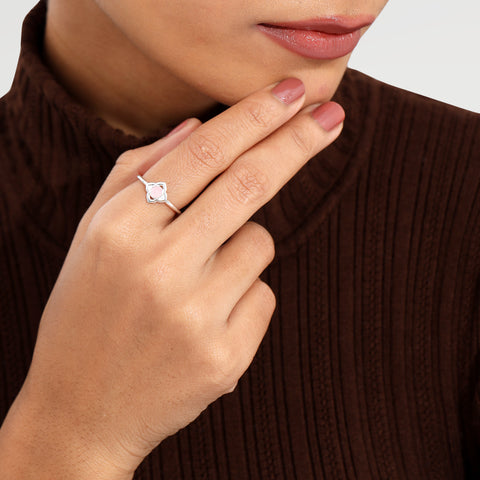 Anna Sterling Silver Rose Quartz Elegant Ring