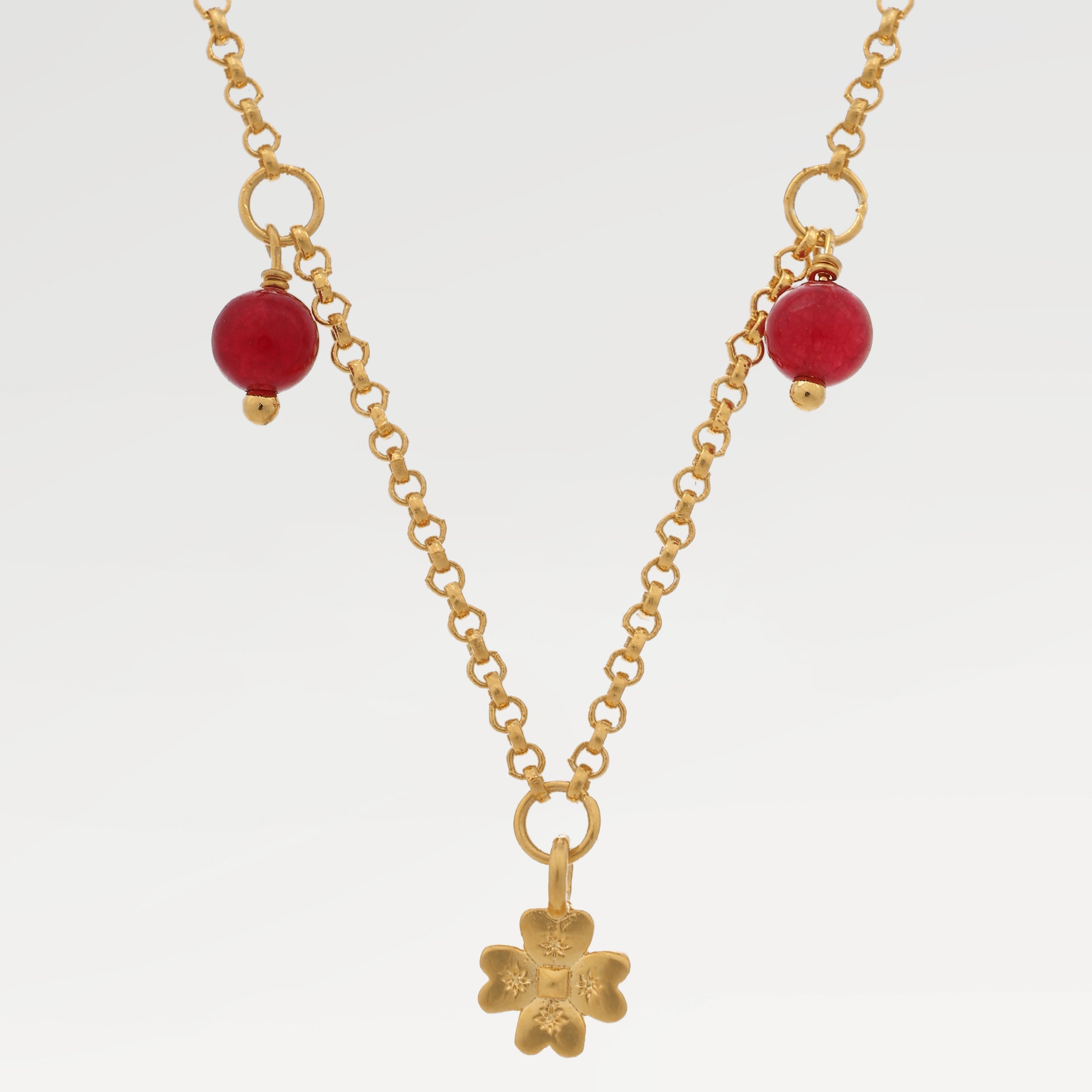 Ava Ruby Quartz Charm Necklace