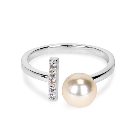 Nora Gold Plated Synthetic Pearl White cubic zirconia Ring