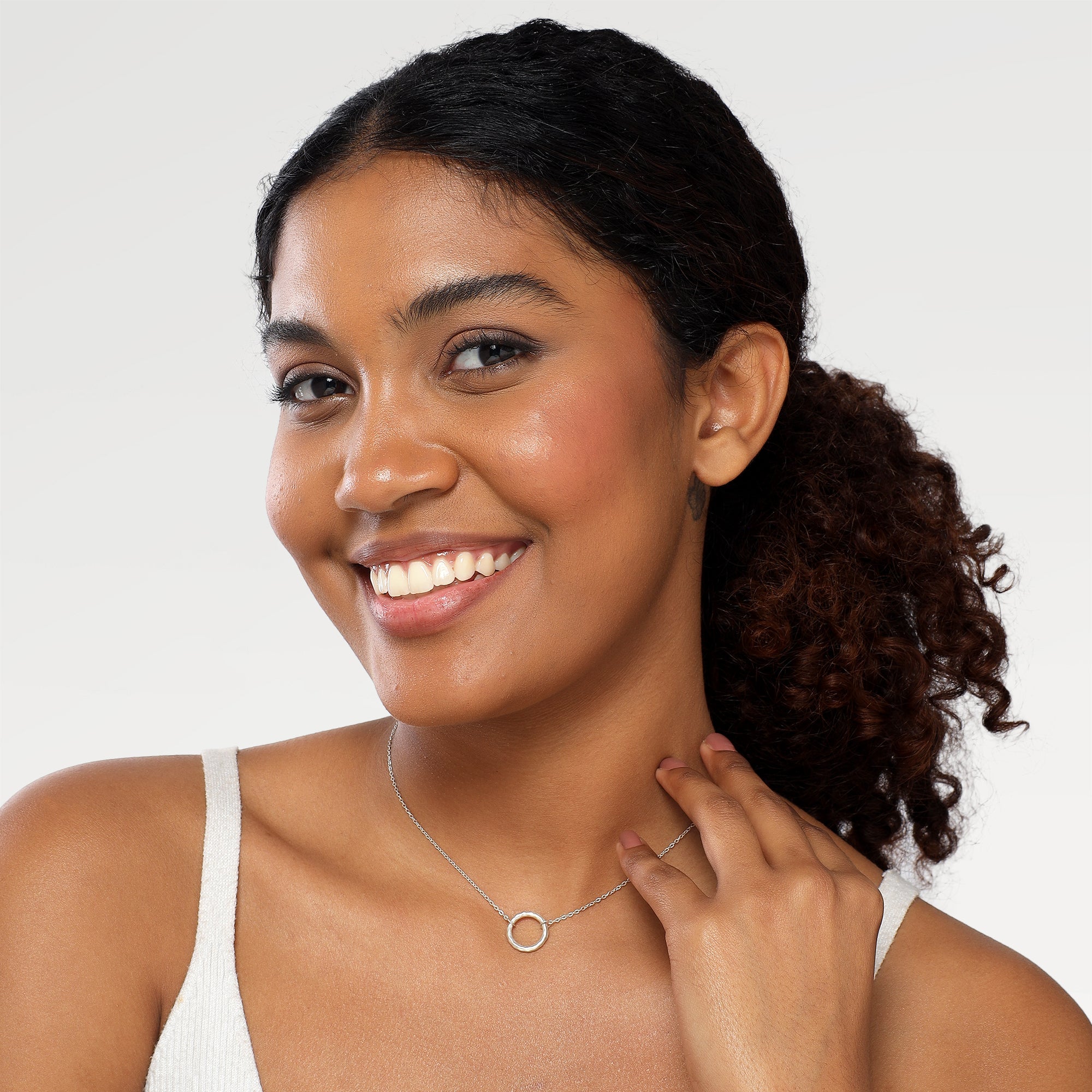Ruby Silver Plated Plain Necklace