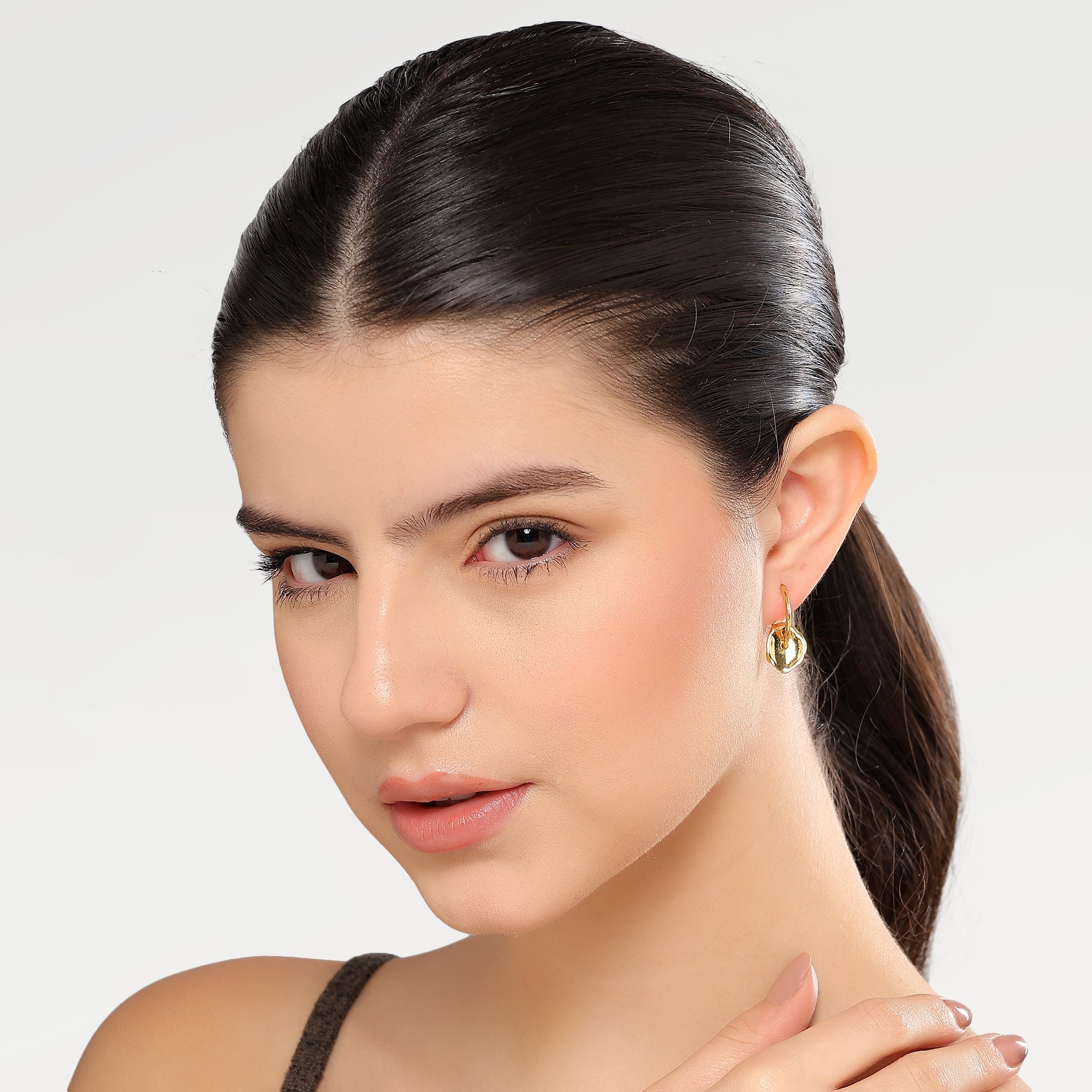 Kate Textured Hoop Disk Earrings