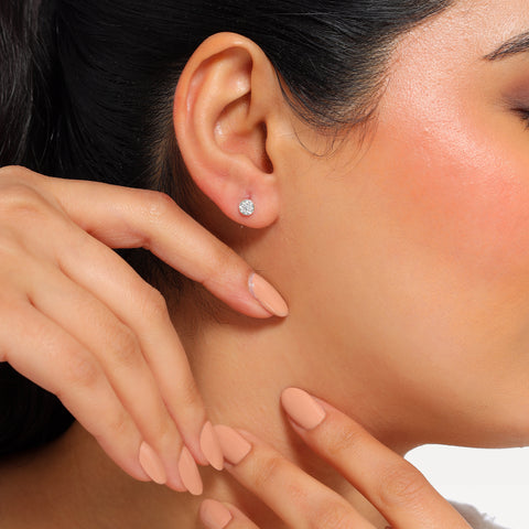 Zia Sterling Silver White Cubic Zirconia Stud Earrings