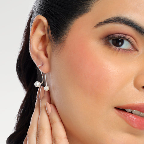 Sia Sterling Silver Synthetic Pearl Earrings