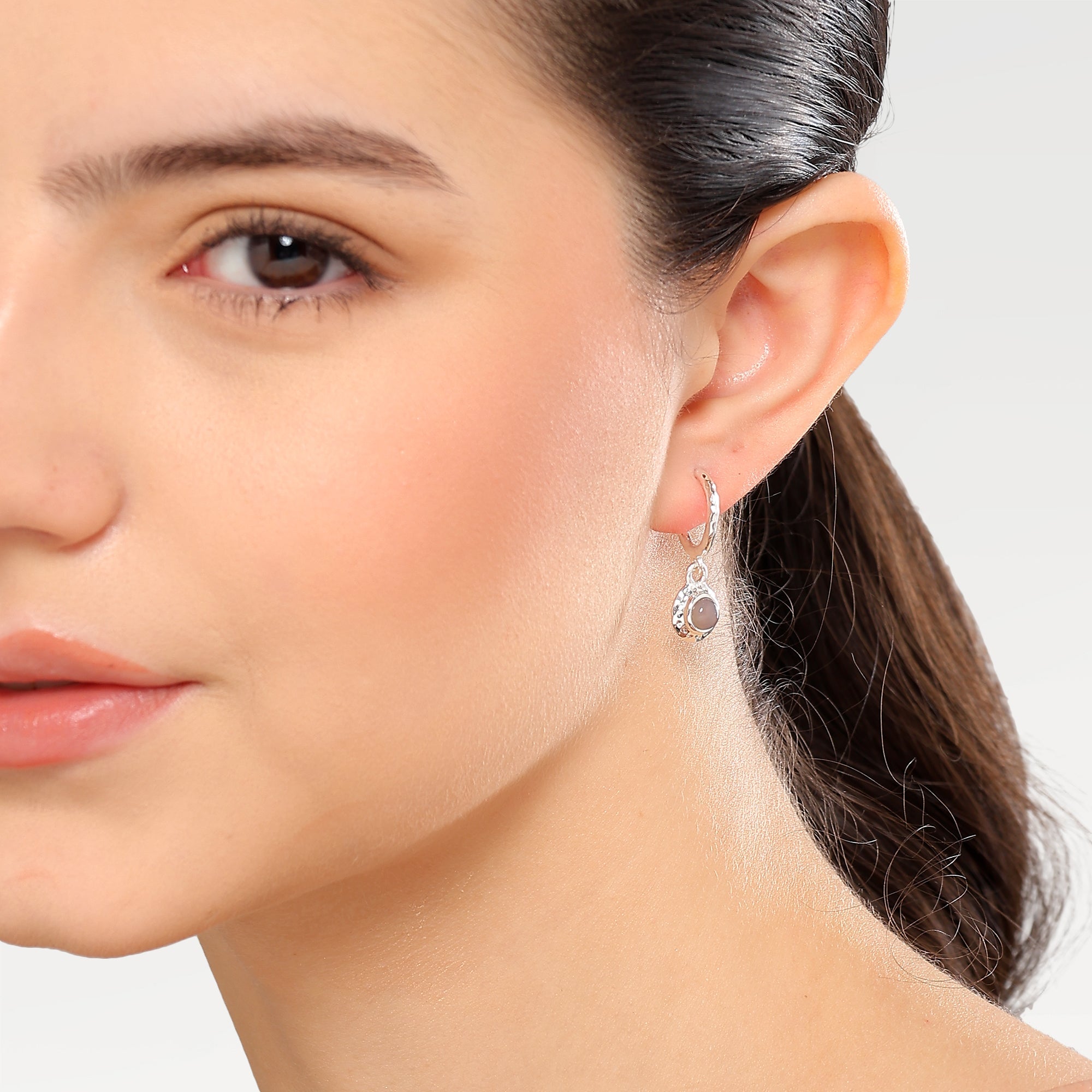 Ava Bezel Hoop Crystal Shell Earrings