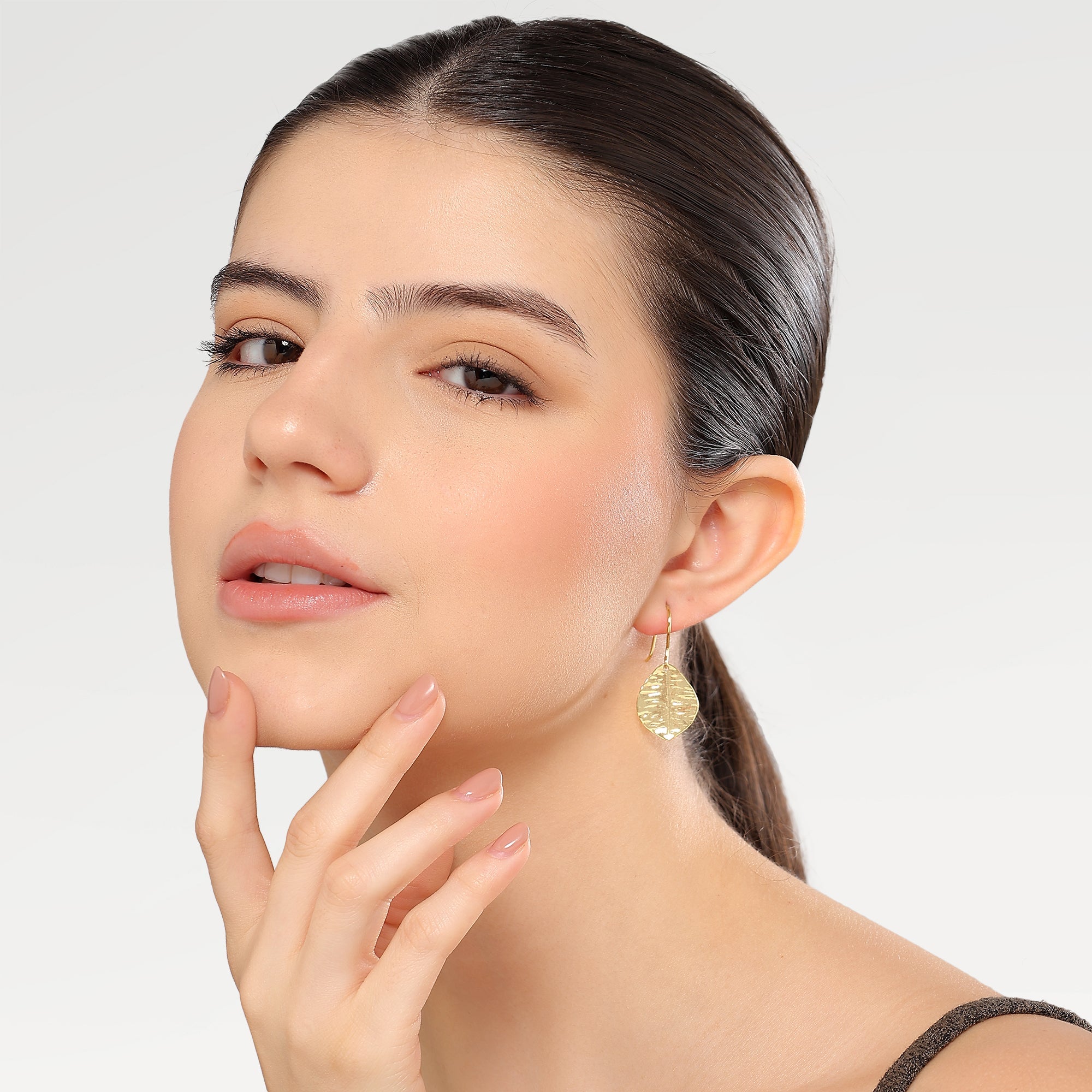 Grace Hammered Leaf Earrings
