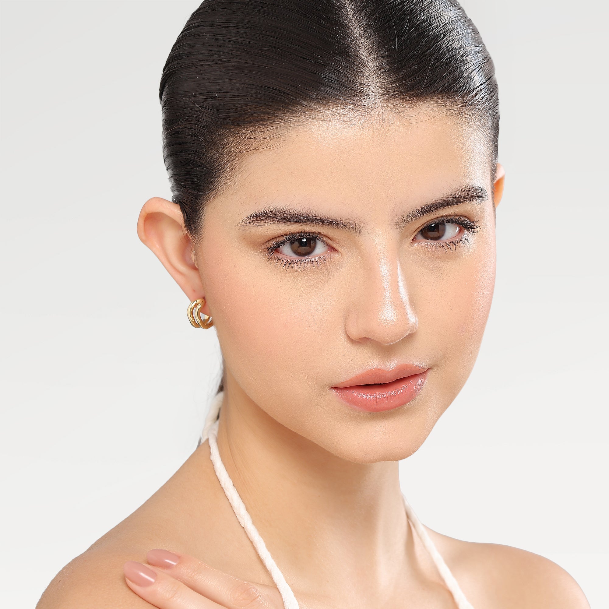 Zoe Gold Plated Minimal Huggies Earrings