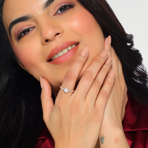 Sara Silver Diamond Adjustable Ring