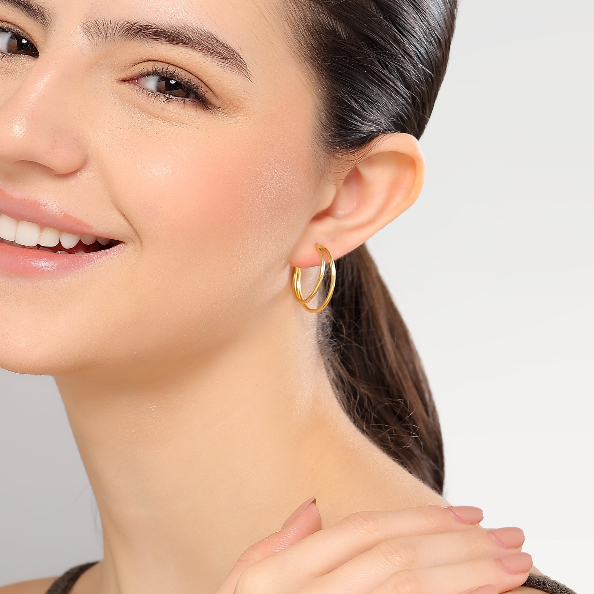 Ruby Wire Stud Hoop Earrings