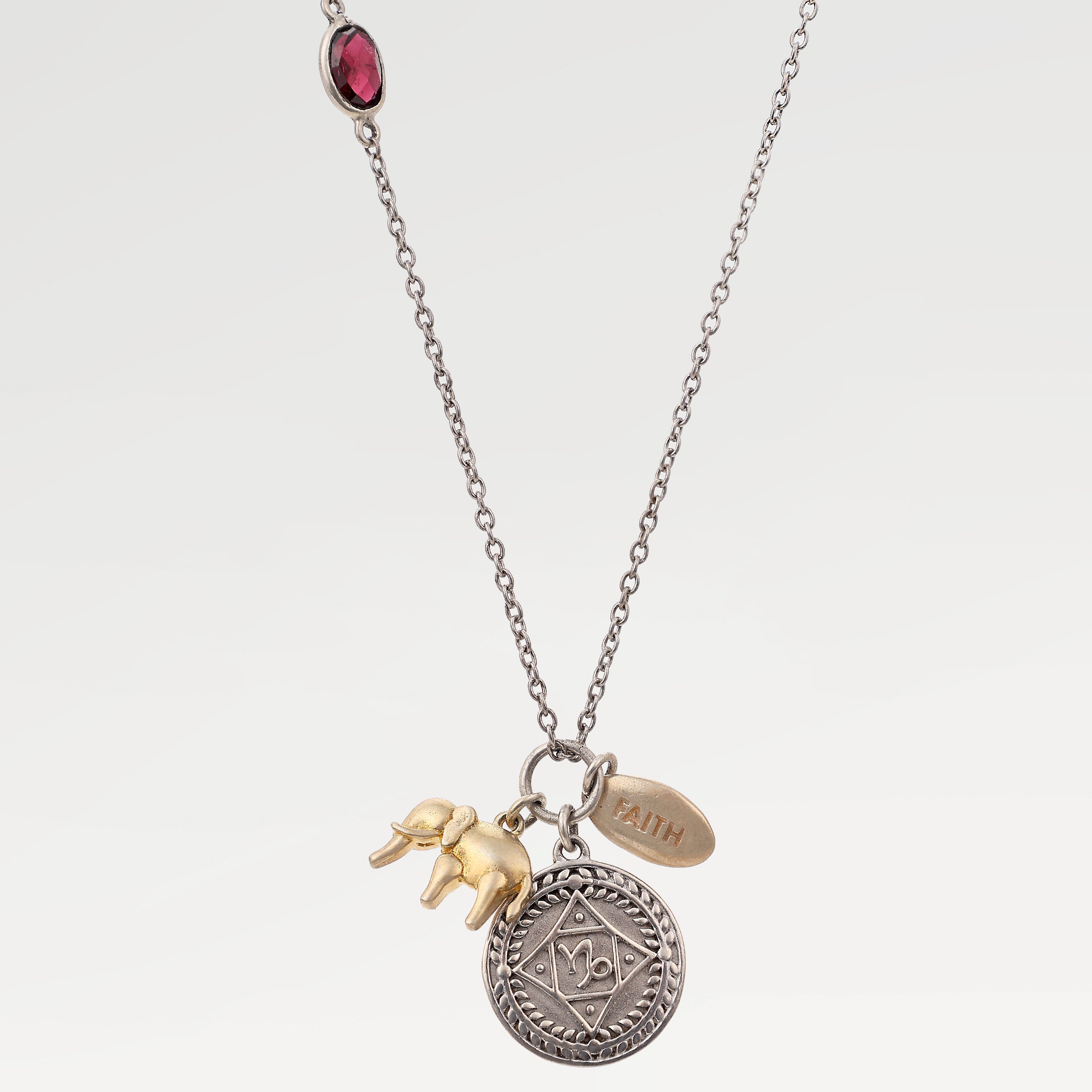 Grace Two Tone Garnet Bezel Necklace