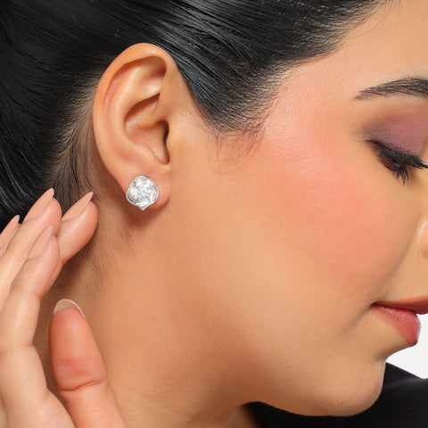 Ria Silver Diamond Stud Earrings
