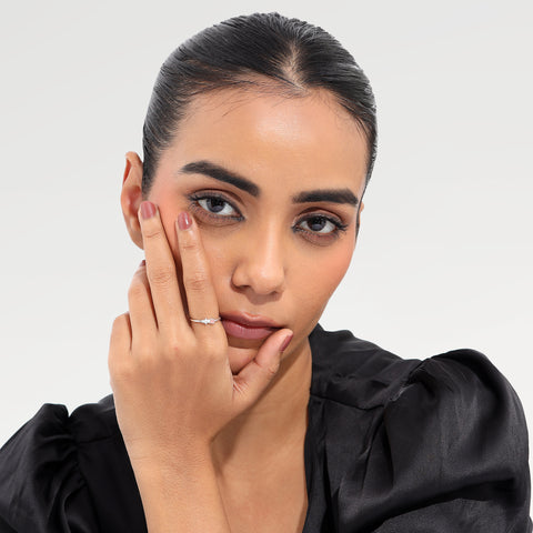 Anna Sterling Silver Round Rose Quartz Ring