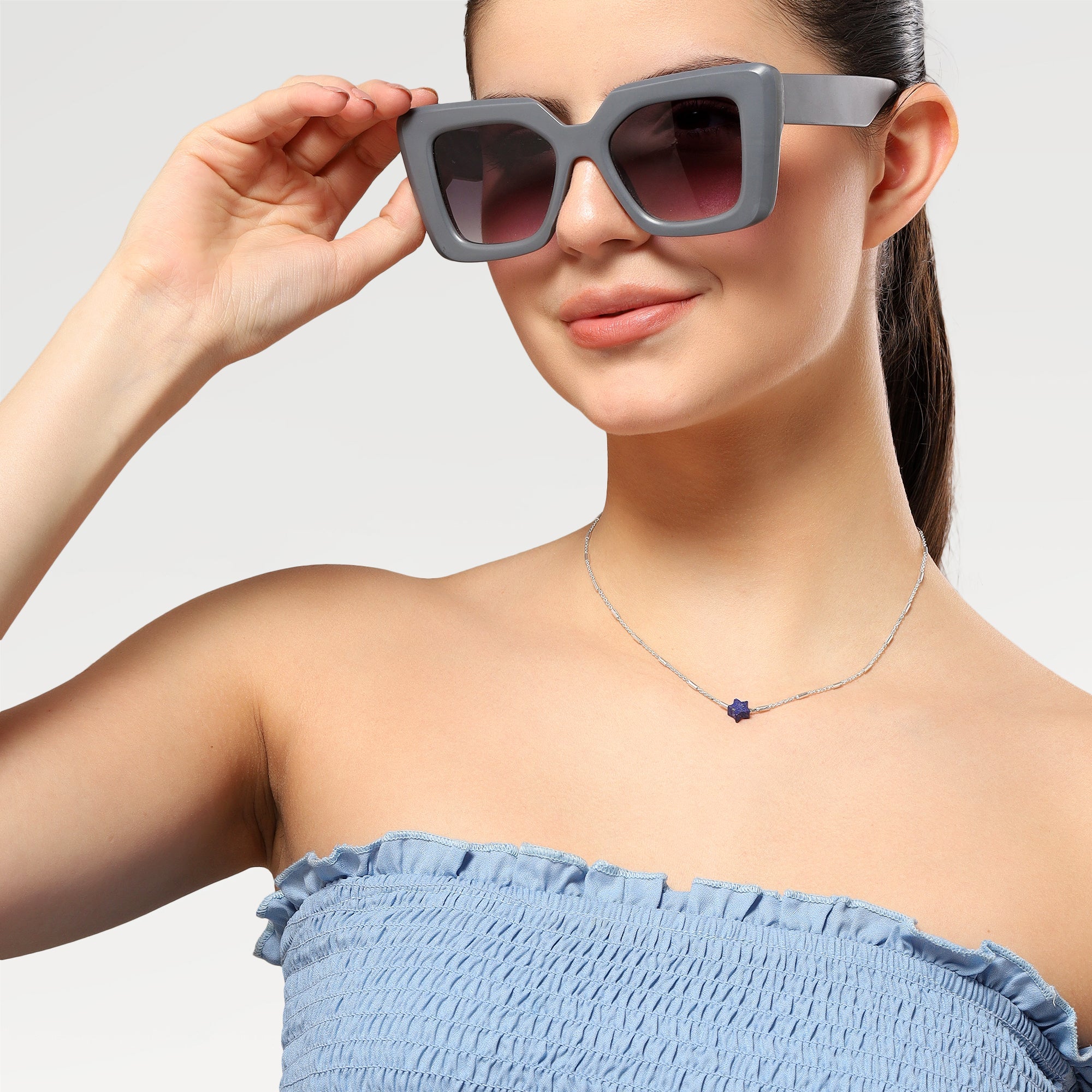 Zoe Silver Plated Lapis Lazuli Necklace