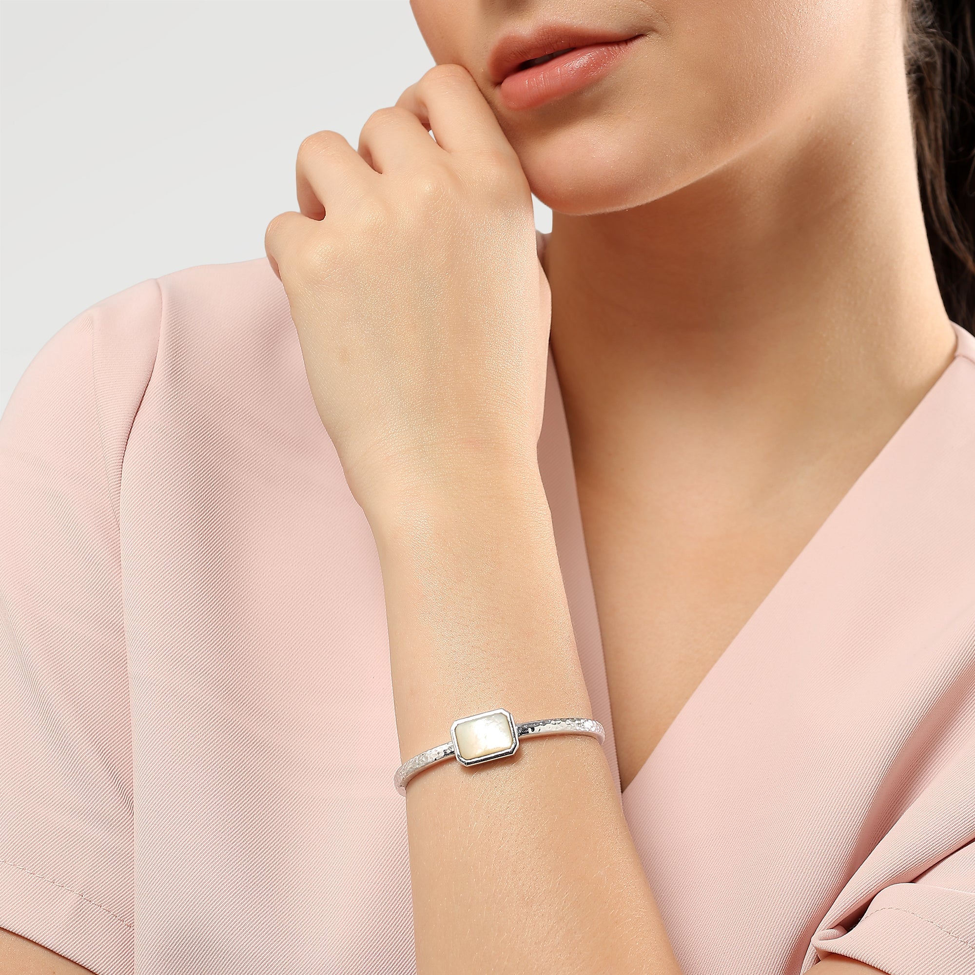 Kate Octagon Shell Hammered Cuff
