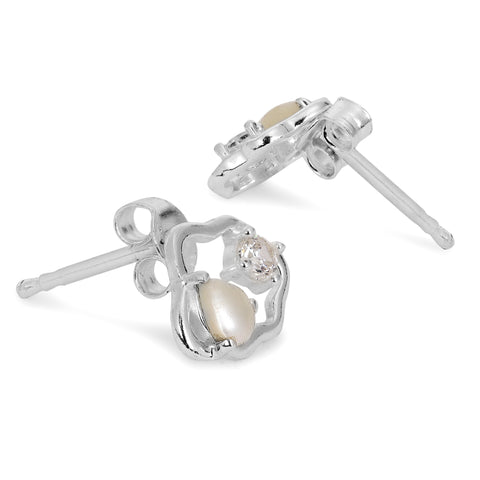Lily Silver Zirconia Pearl  Earrings