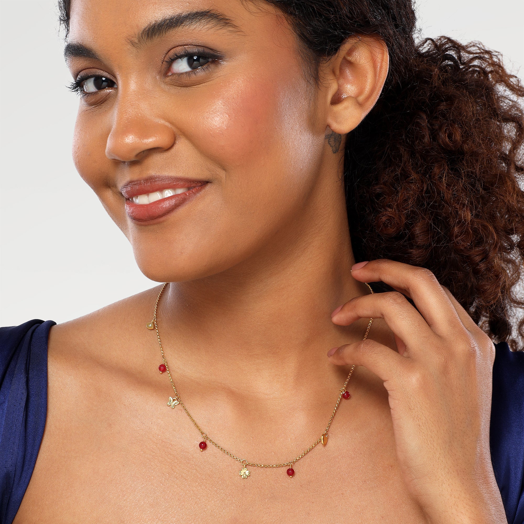 Ava Ruby Quartz Charm Necklace