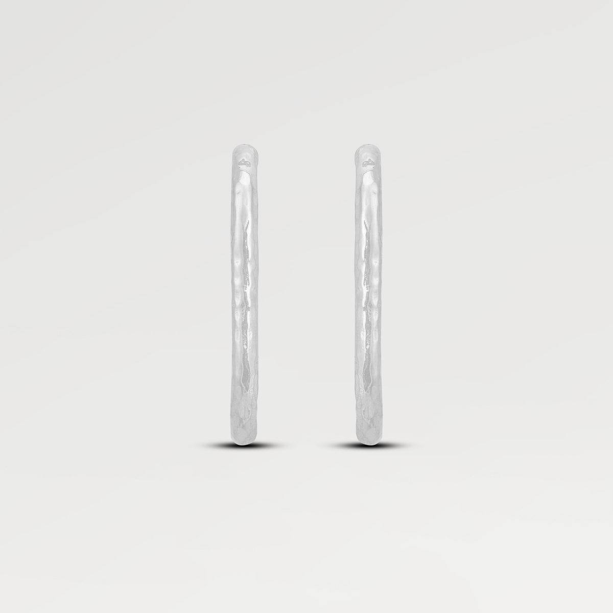 High Polish Plain Hammered Texture Oval Huggies Earrings