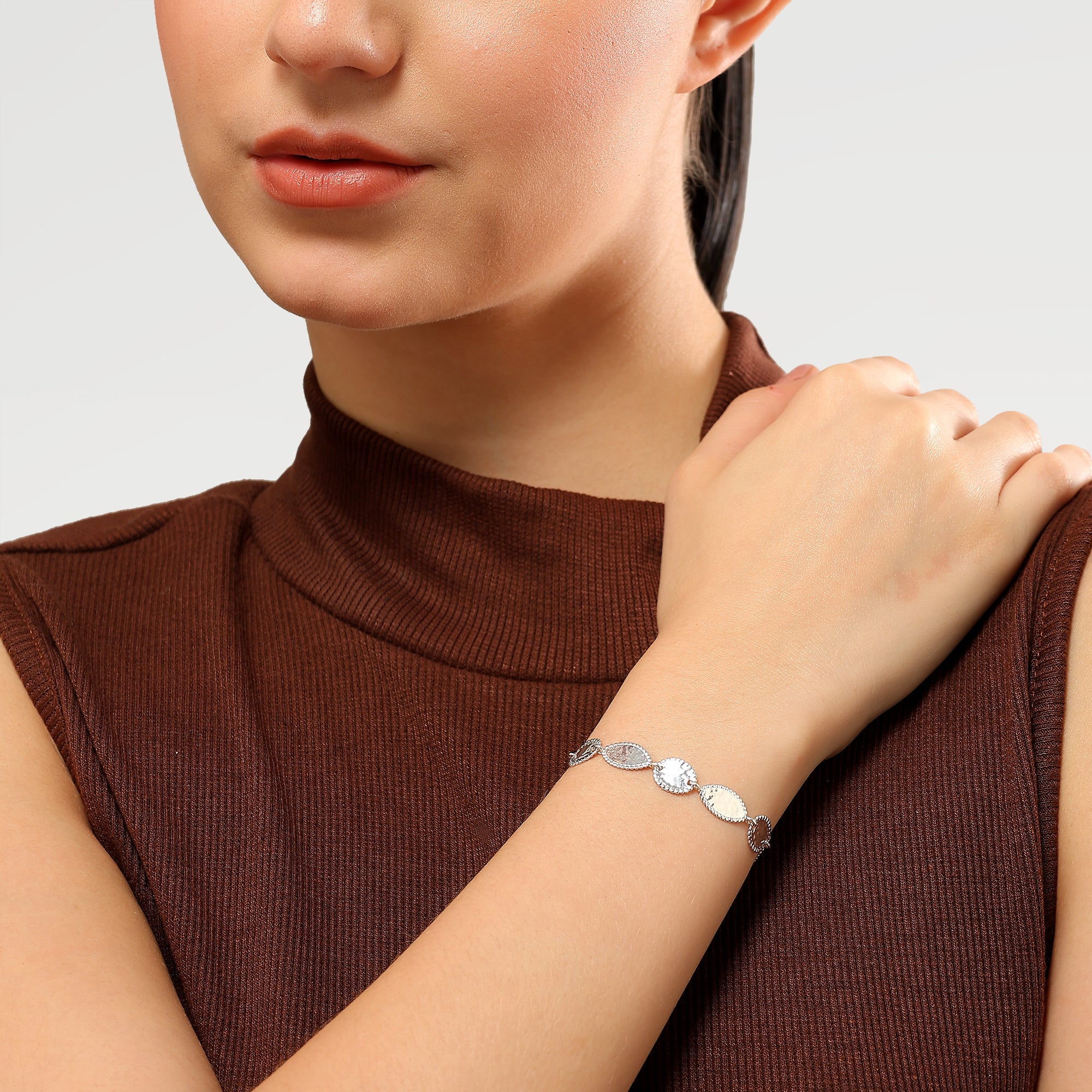 High Polish Plain Oval & Marquise Disk Bracelets
