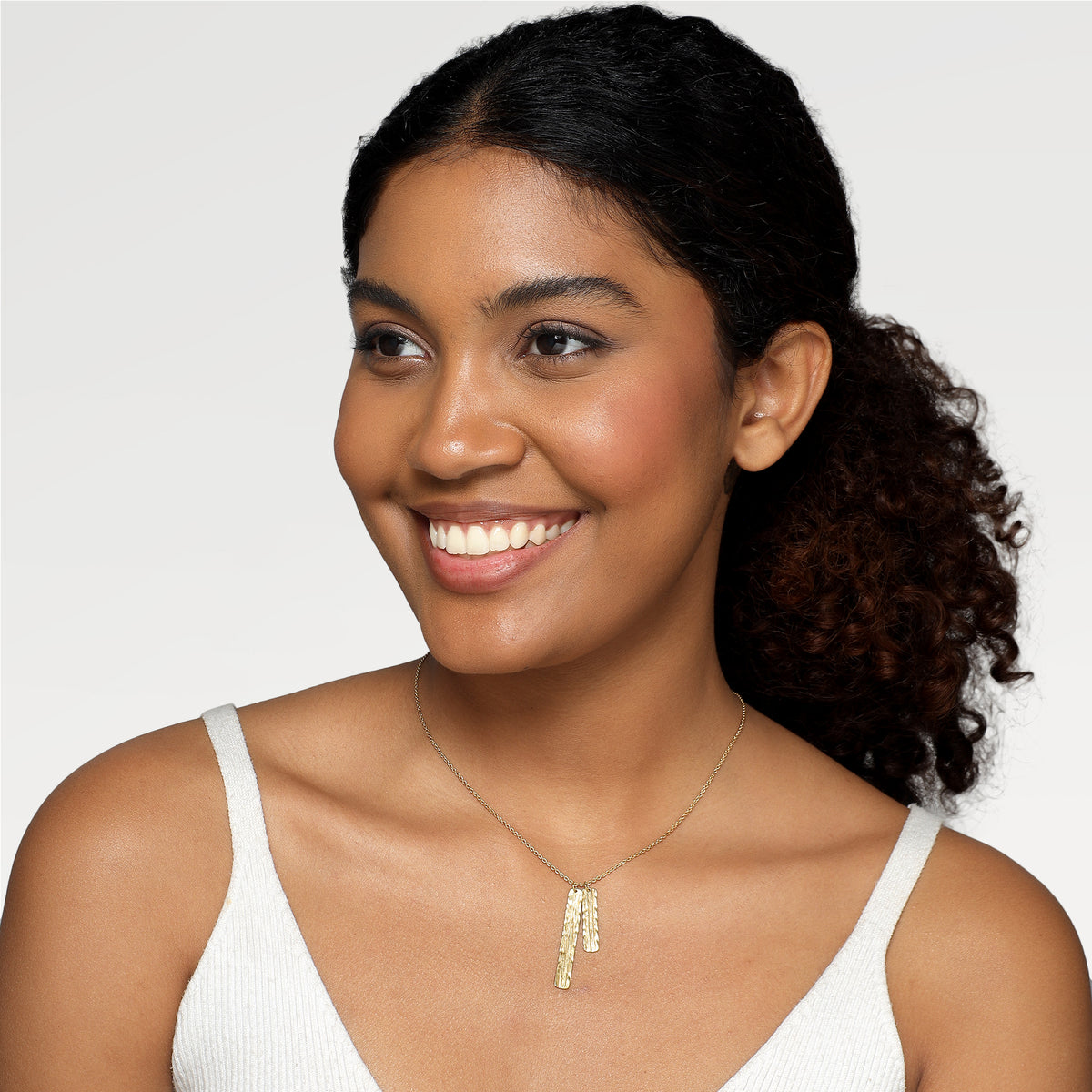 Lily Yellow Gold Plated Textured Bar Necklace