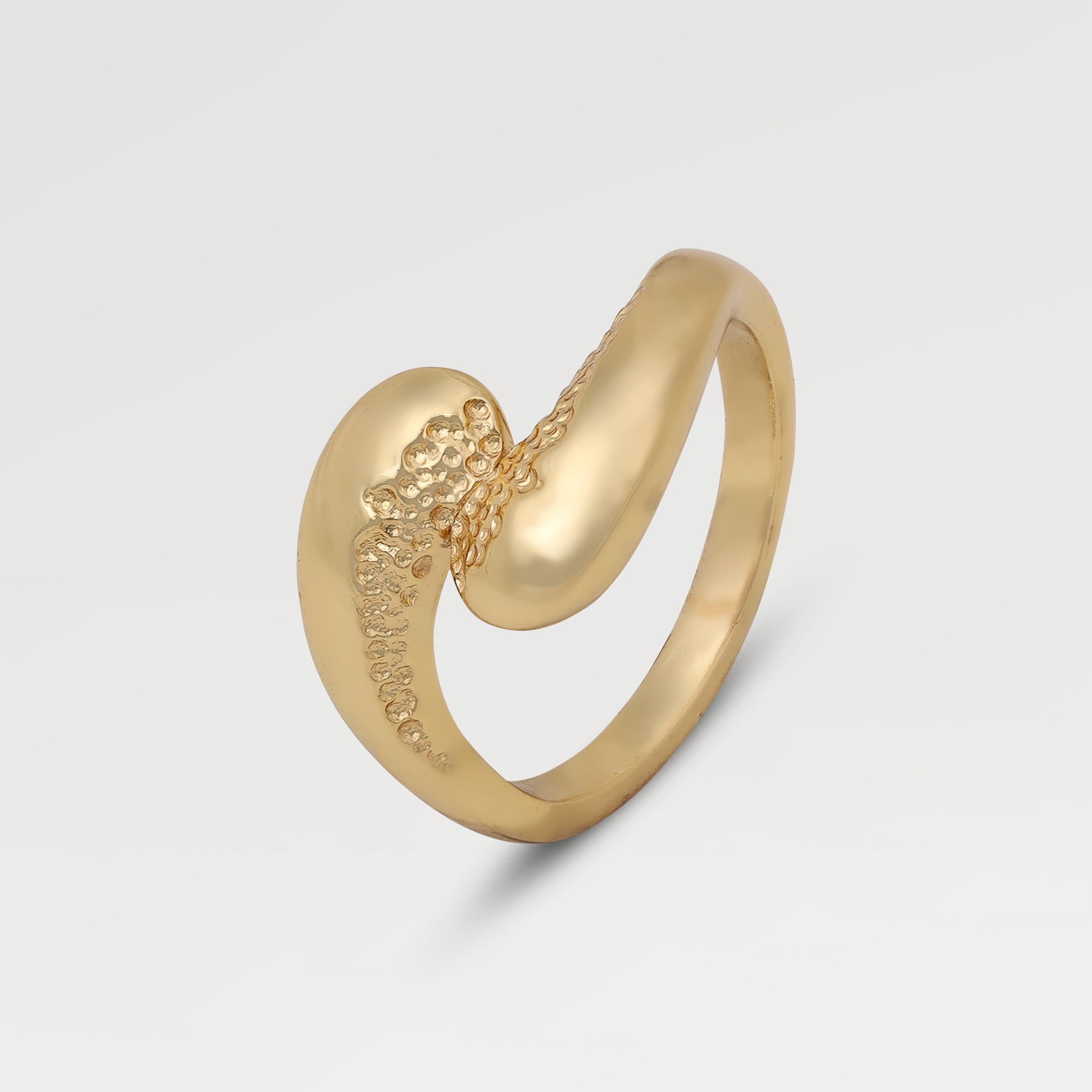 0.50 Micron Yellow Gold Plated Plain Hammered Texture Ring