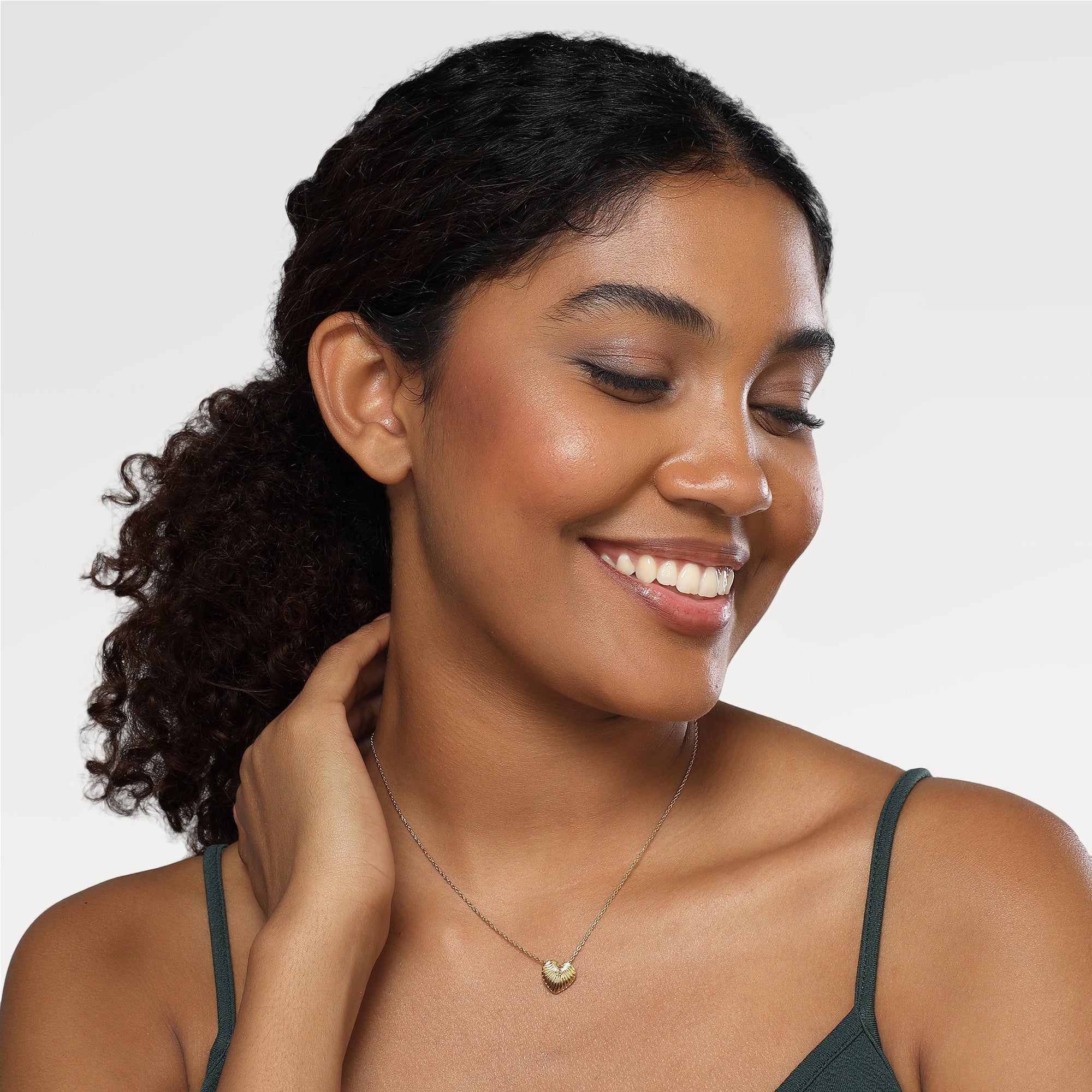 Ella Embossed Heart Bezel Necklace