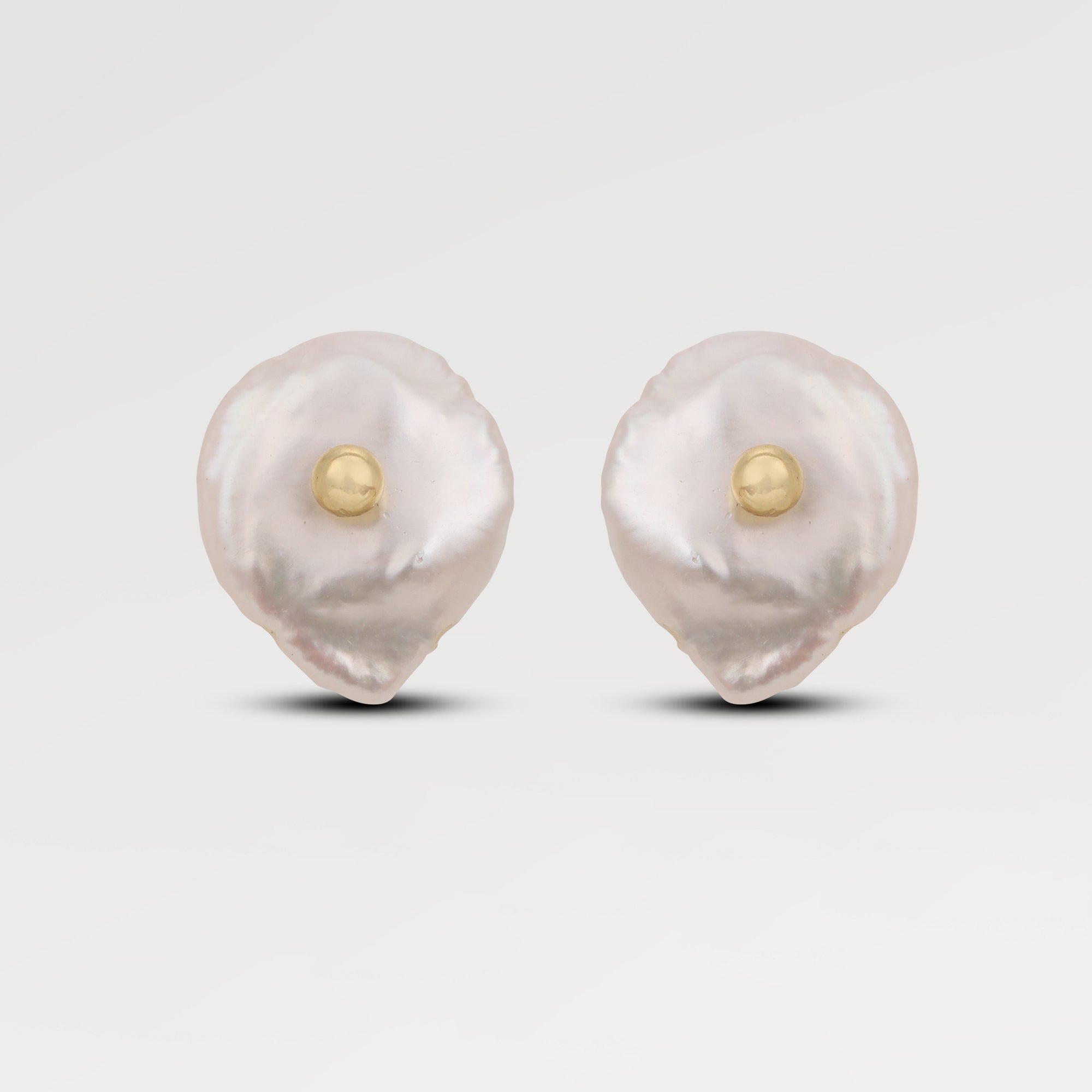 Mia Gold Plated Uncut Pearl Stud Earrings
