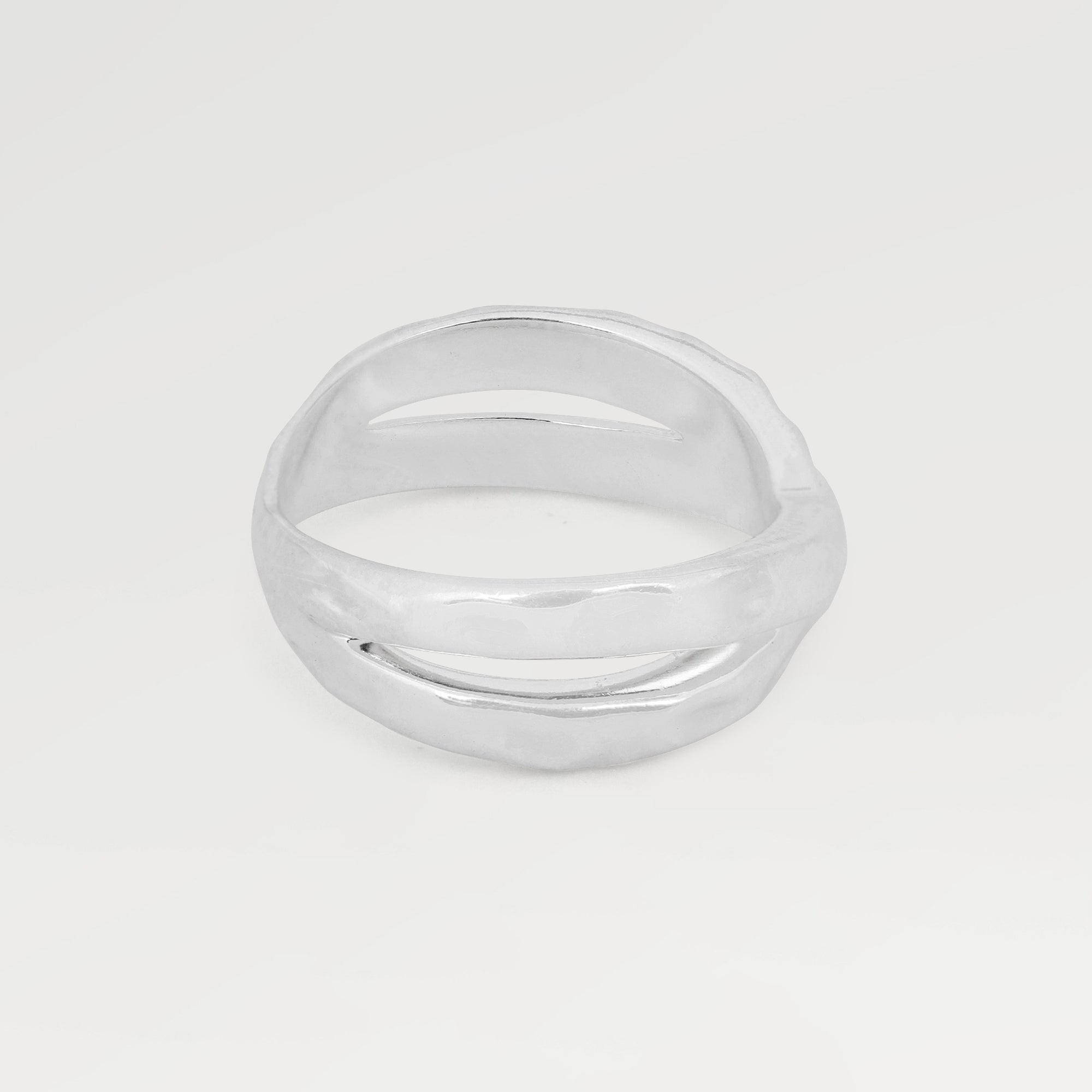 3 Micron Yellow Gold Plated Plain Hammered Ring