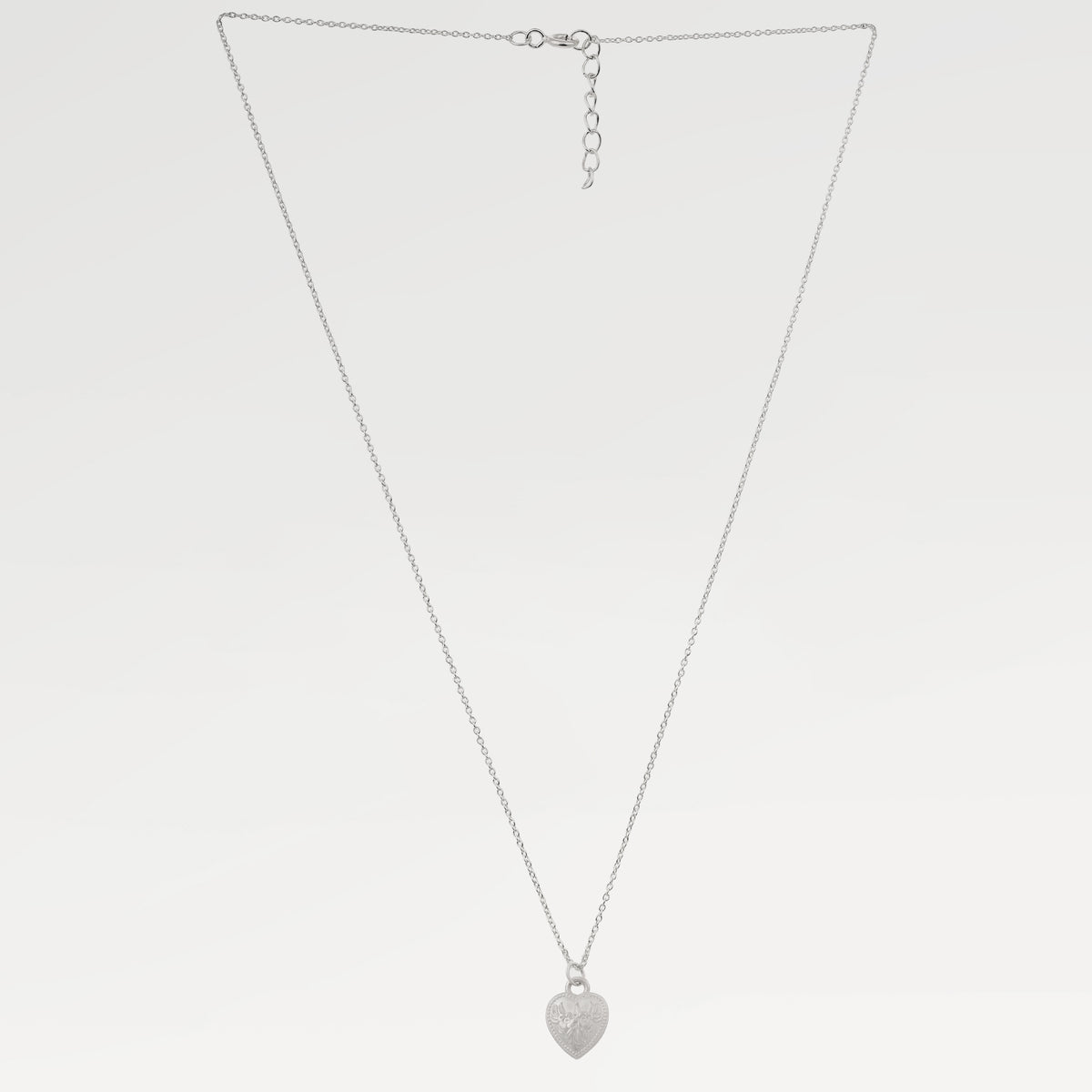 Silver Plated Plain Slider Heart Necklace