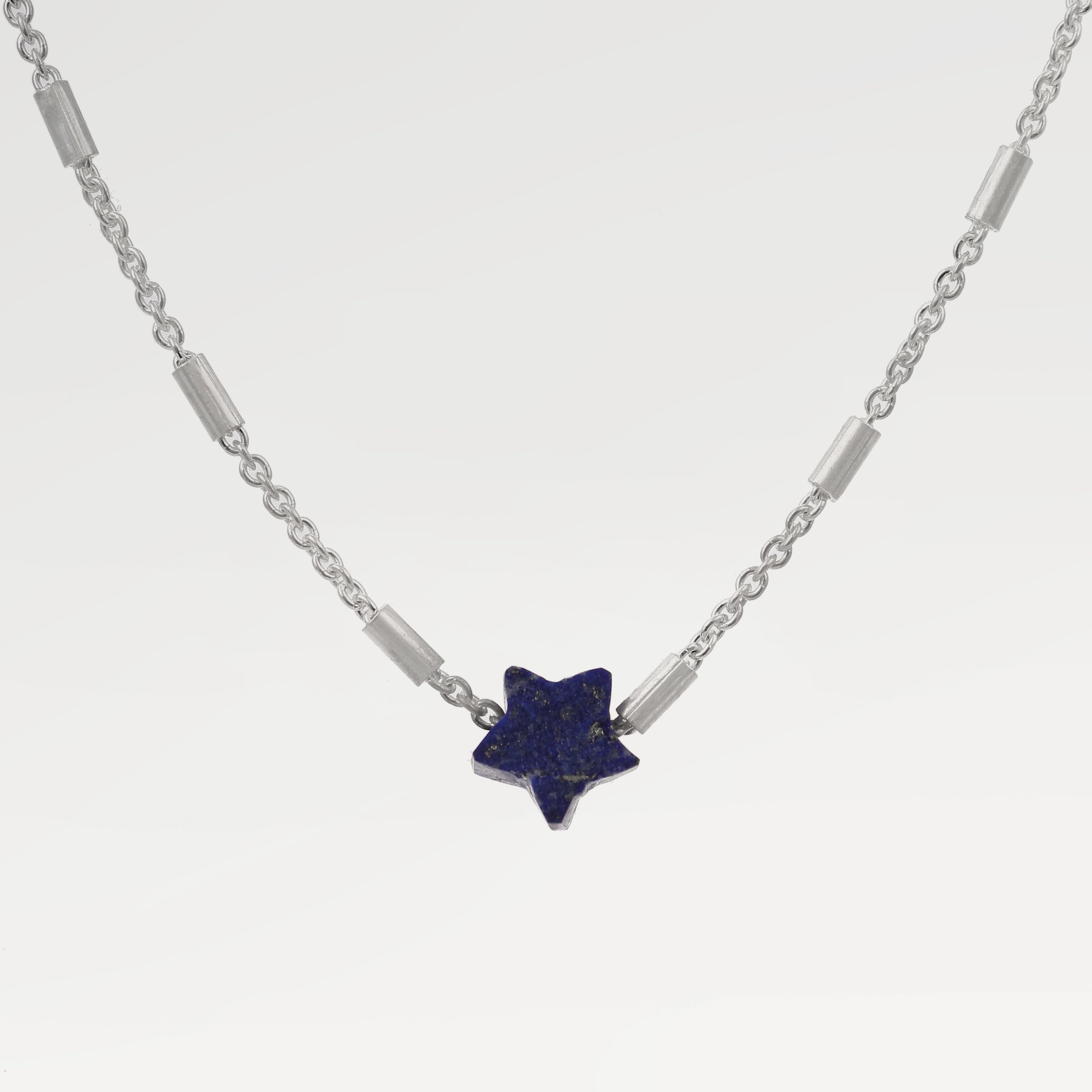 Zoe Silver Plated Lapis Lazuli Necklace