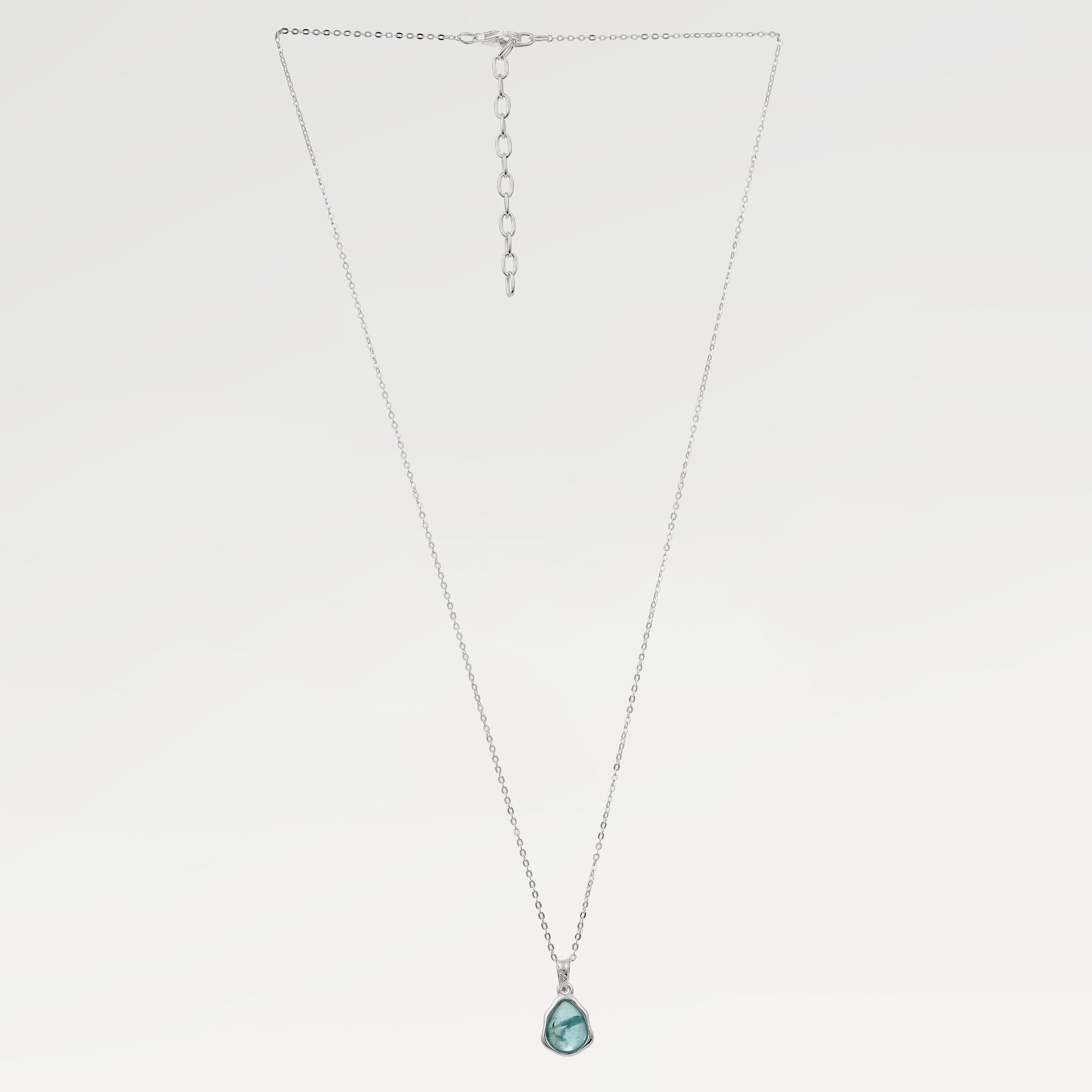 Zoe Silver Bezel Apatite CZ Necklace