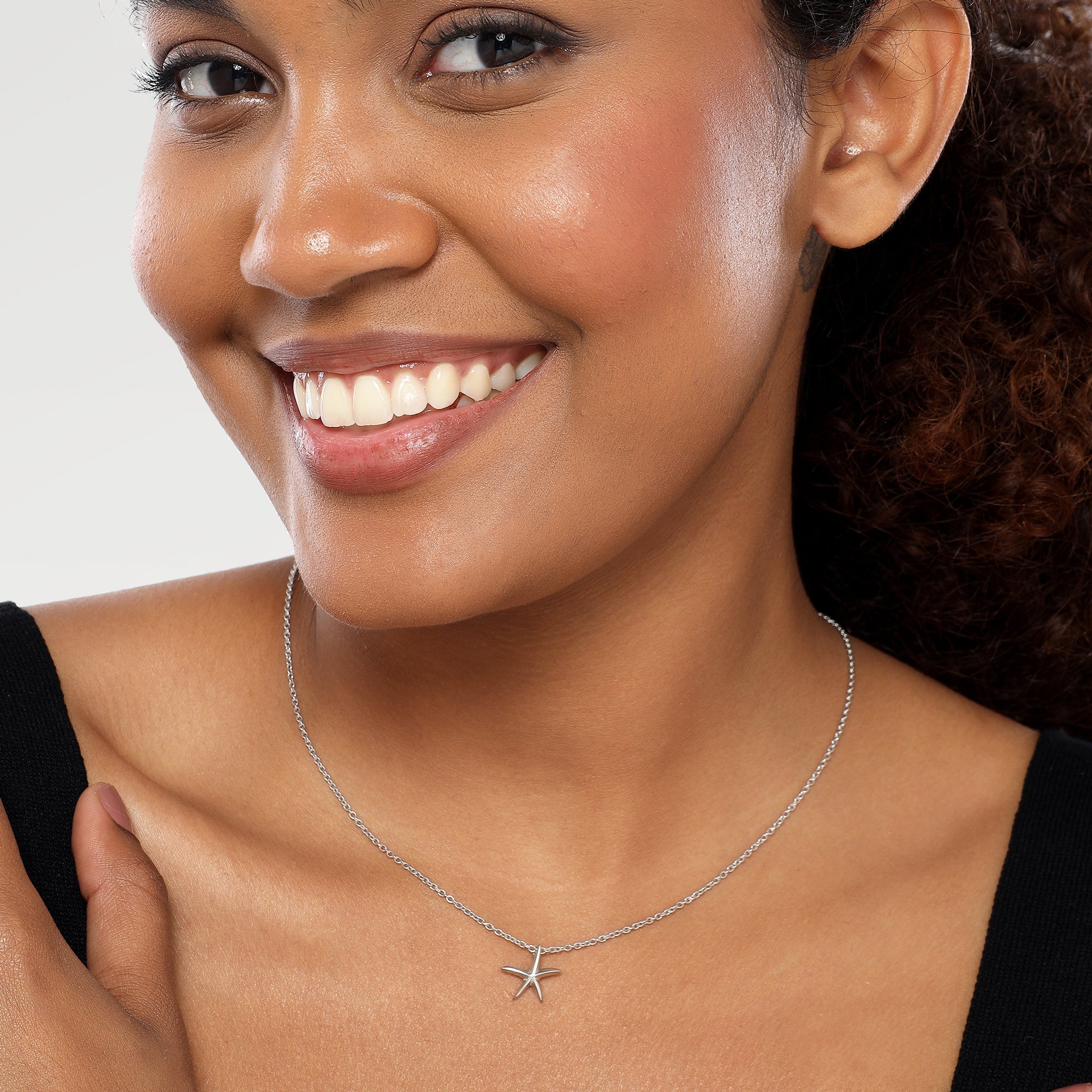 Ruby Rhodium Plated Star Necklace