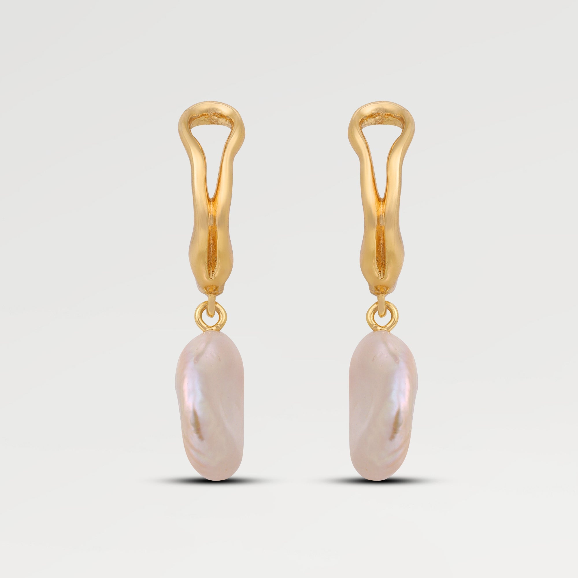 Ella Gold Plated Coin Pearl Drop Huggies