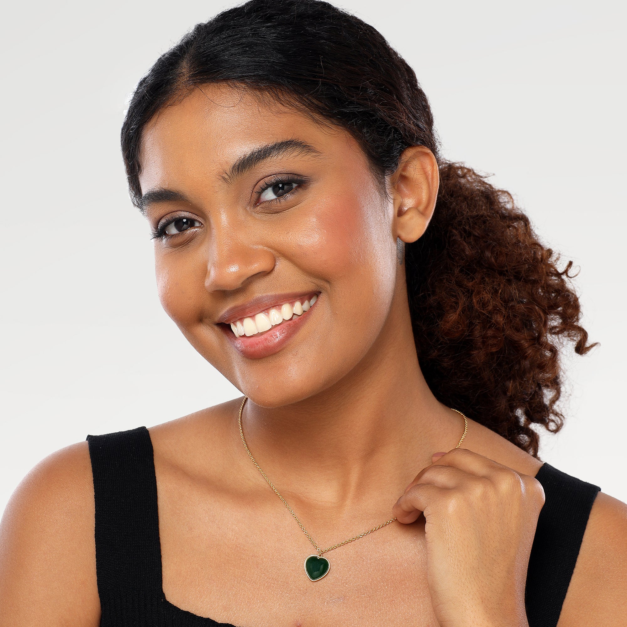 June Green Quartz Heart Necklace