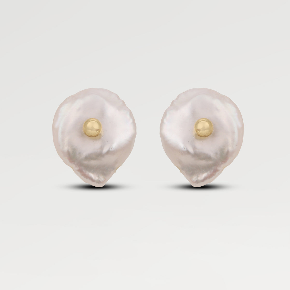 0.10 Micron Yellow Gold Plated Uncut Beads Stud Earrings with Uncut Beads Pearl