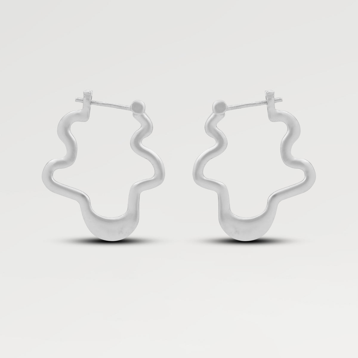 Silver Plated Plain Organic Shape Huggies Earring,  Weight- 7.26 GM